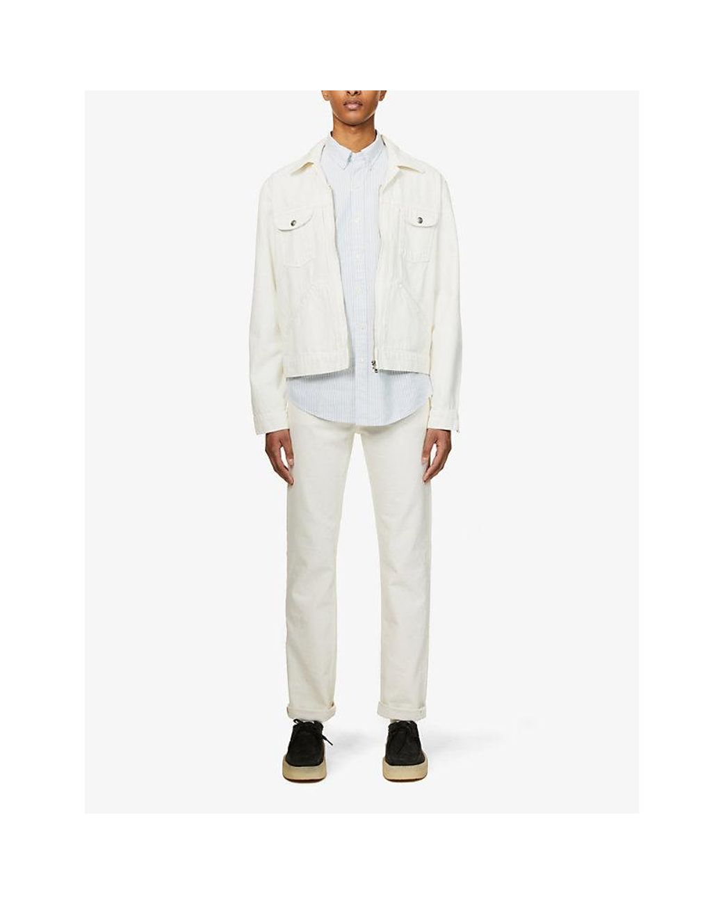 Polo Ralph Lauren White Long-Sleeved Button-Down Slim-Fit Cotton Oxford Shirt for men
