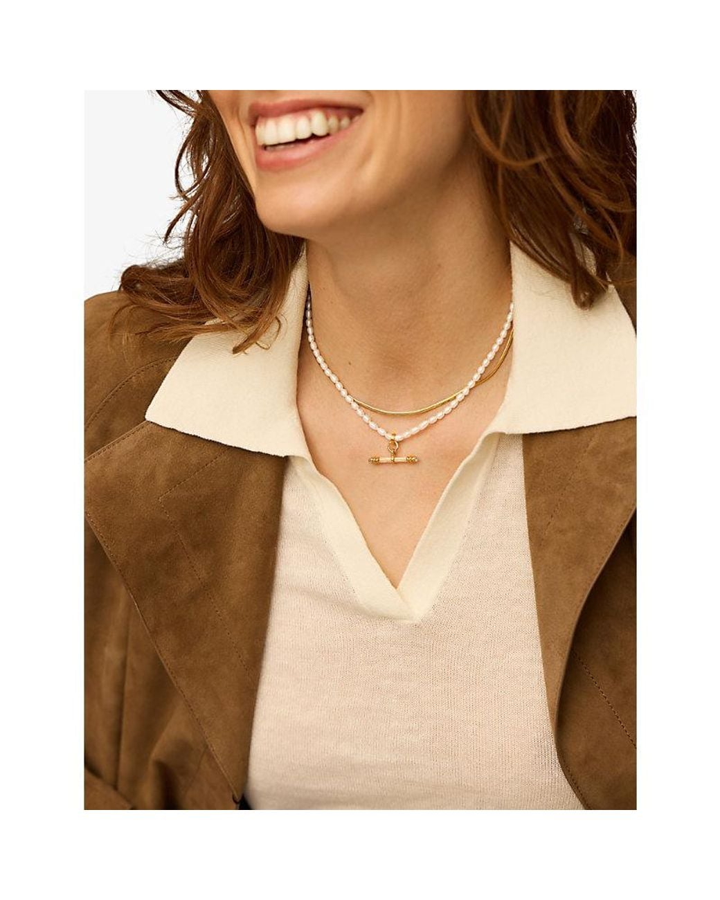 Missoma White Harris Reed X T-Bar 18Ct-Plated Brass And Cubic Zirconia Pearl Necklace