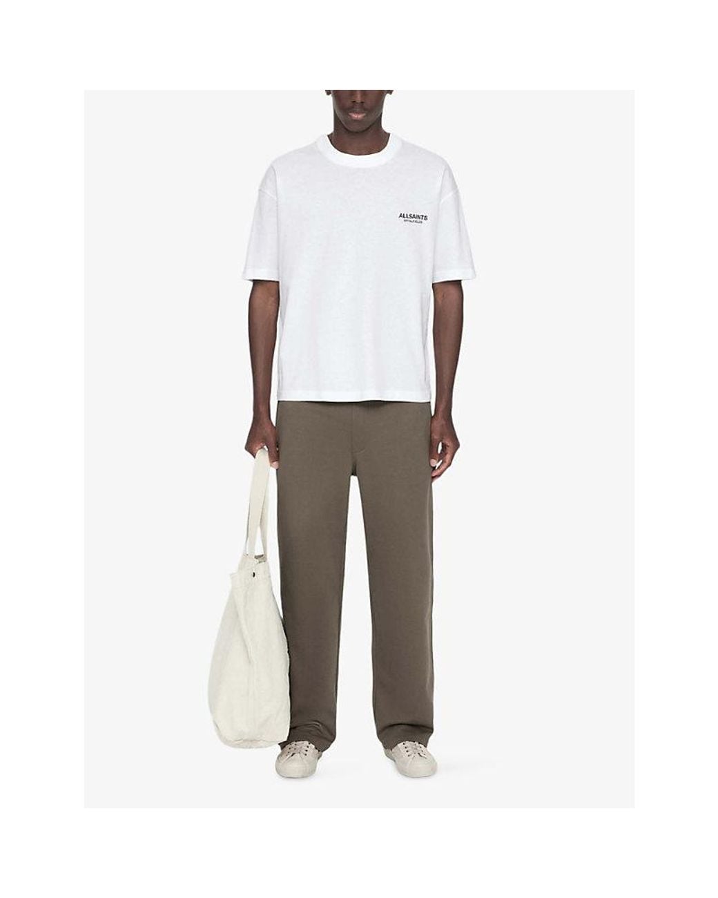 AllSaints White Shadow Graphic-Print Short-Sleeve Cotton T-Shirt for men
