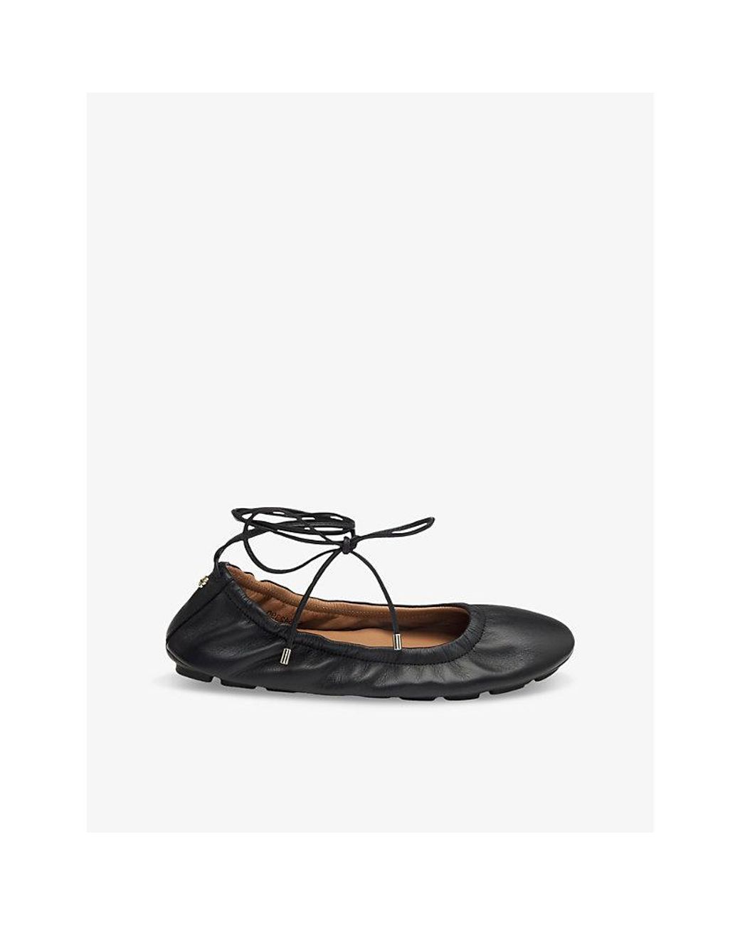 Boss Black Tie-String Leather Ballet Flats