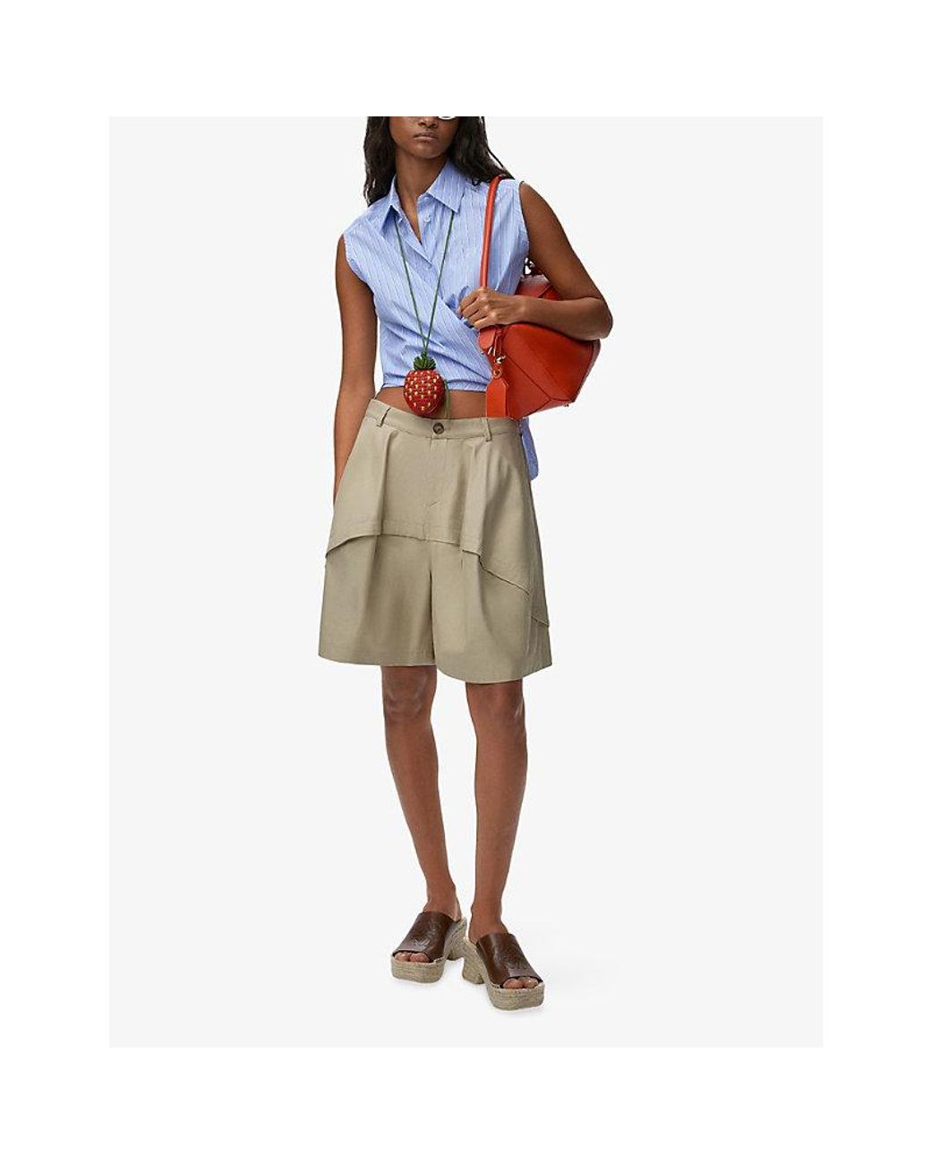 Loewe Blue X Paula's Ibiza Striped Sleeveless Cotton-Poplin Shirt