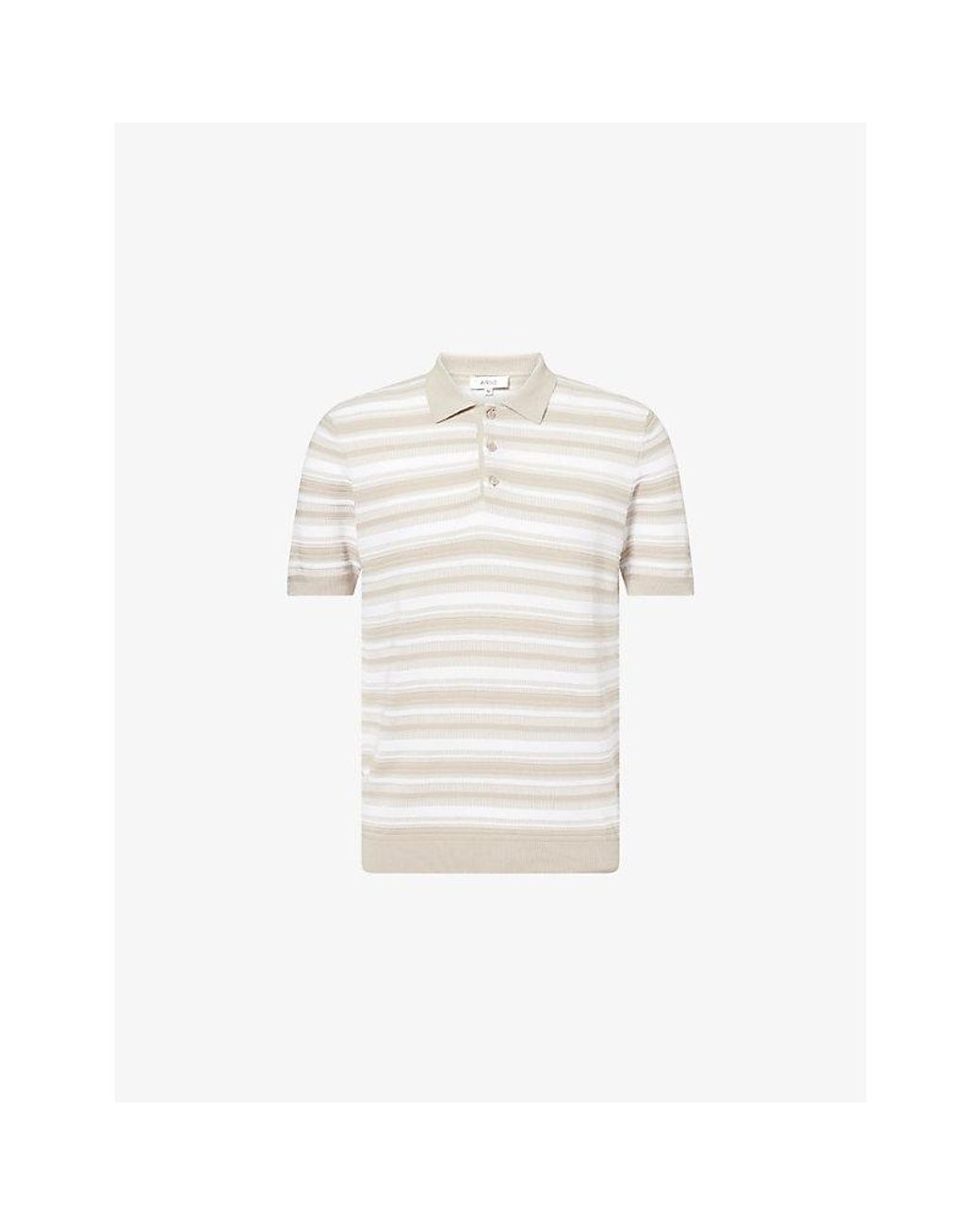 Arne White Bellano Short-Sleeve Cotton Knitted Polo Shirt for men