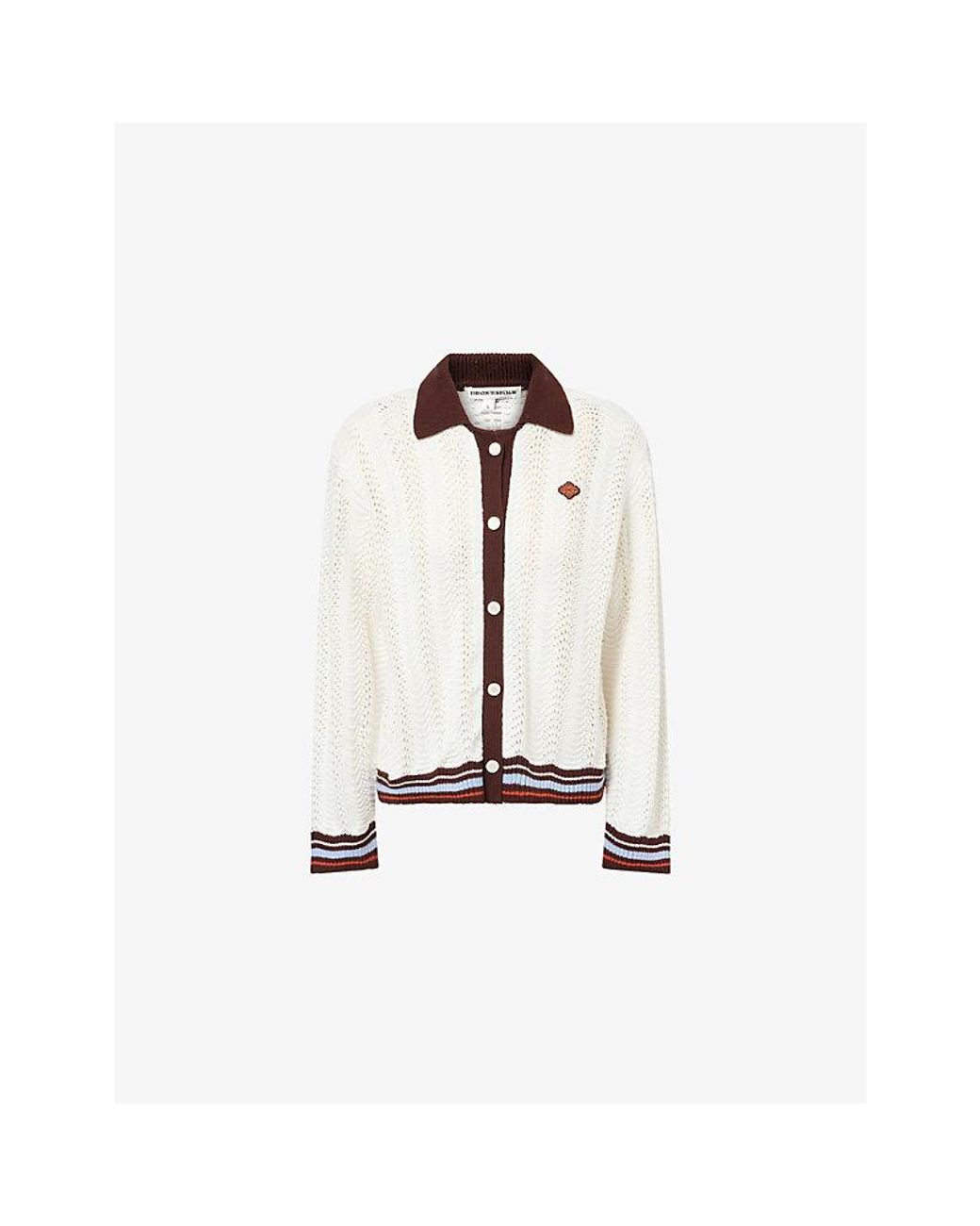 The Couture Club White Long-Sleeve Crochet Cotton-Knit Shirt