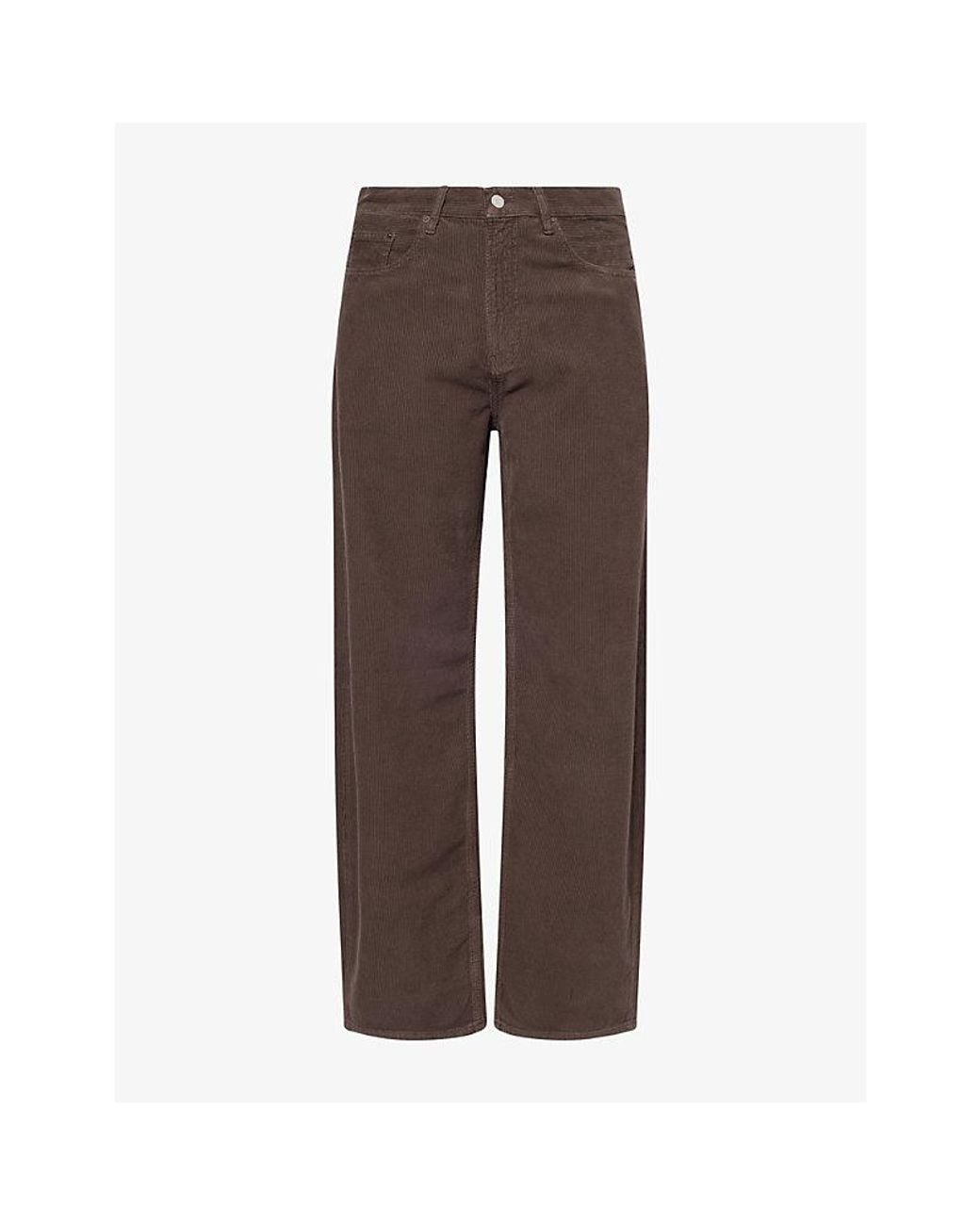 FRAME Brown The Baggy Wide-Leg Cotton Trousers for men