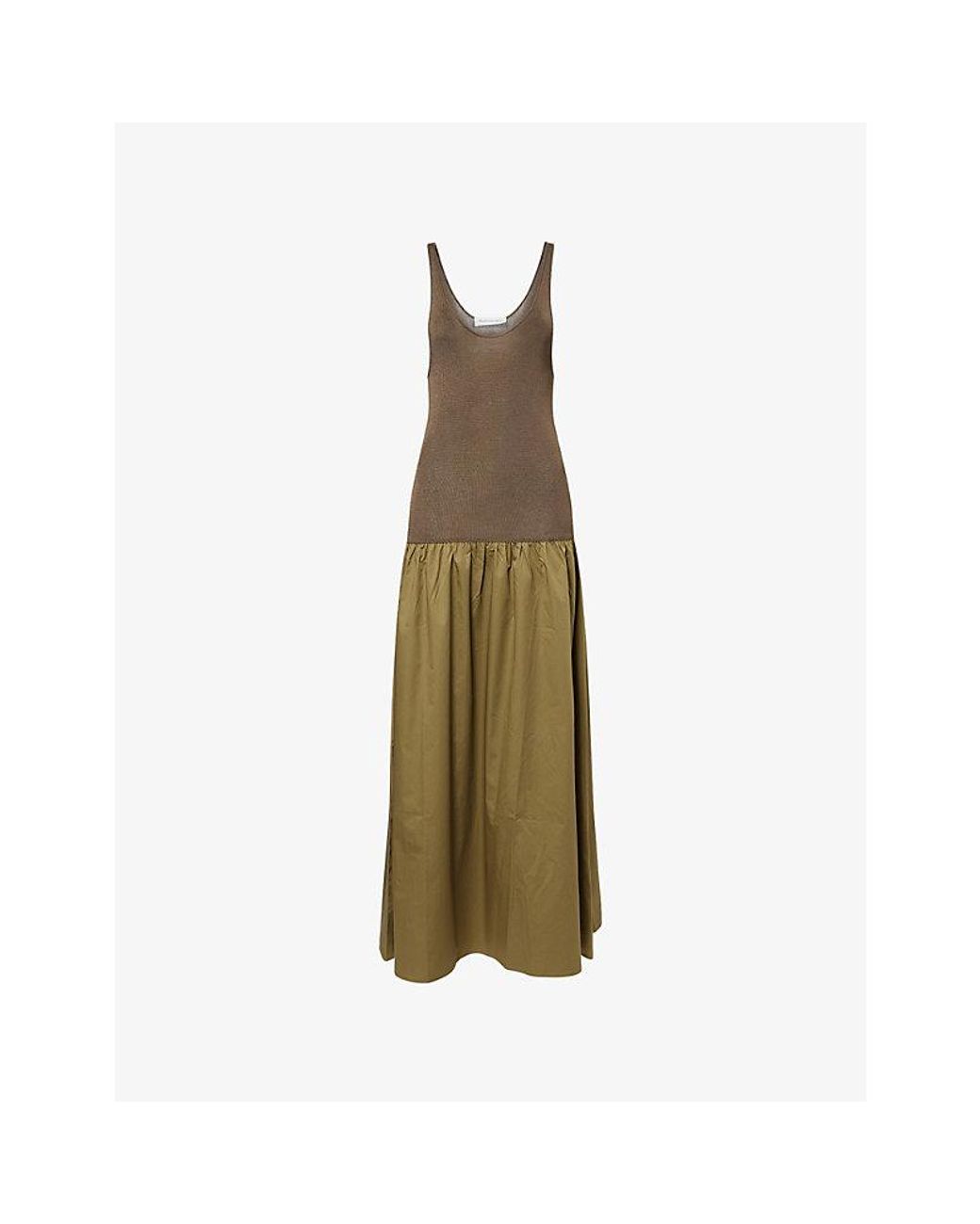 Frankie Shop Green Iliya Drop Waist Cotton Blend Maxi Dress