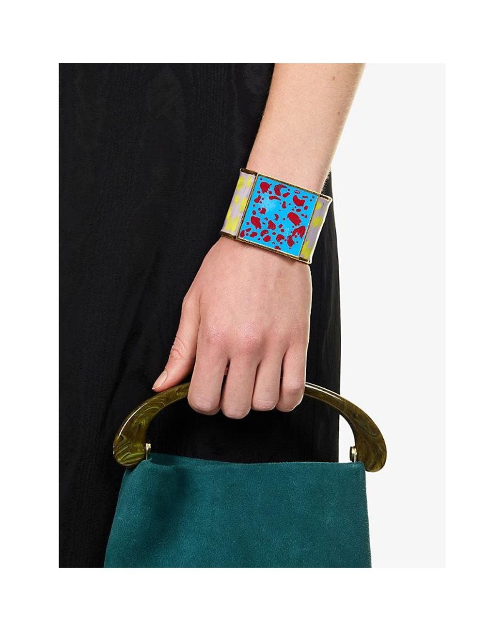 Dries Van Noten Purple Handmade Painted Brass And Enamel Cuff Bracelet