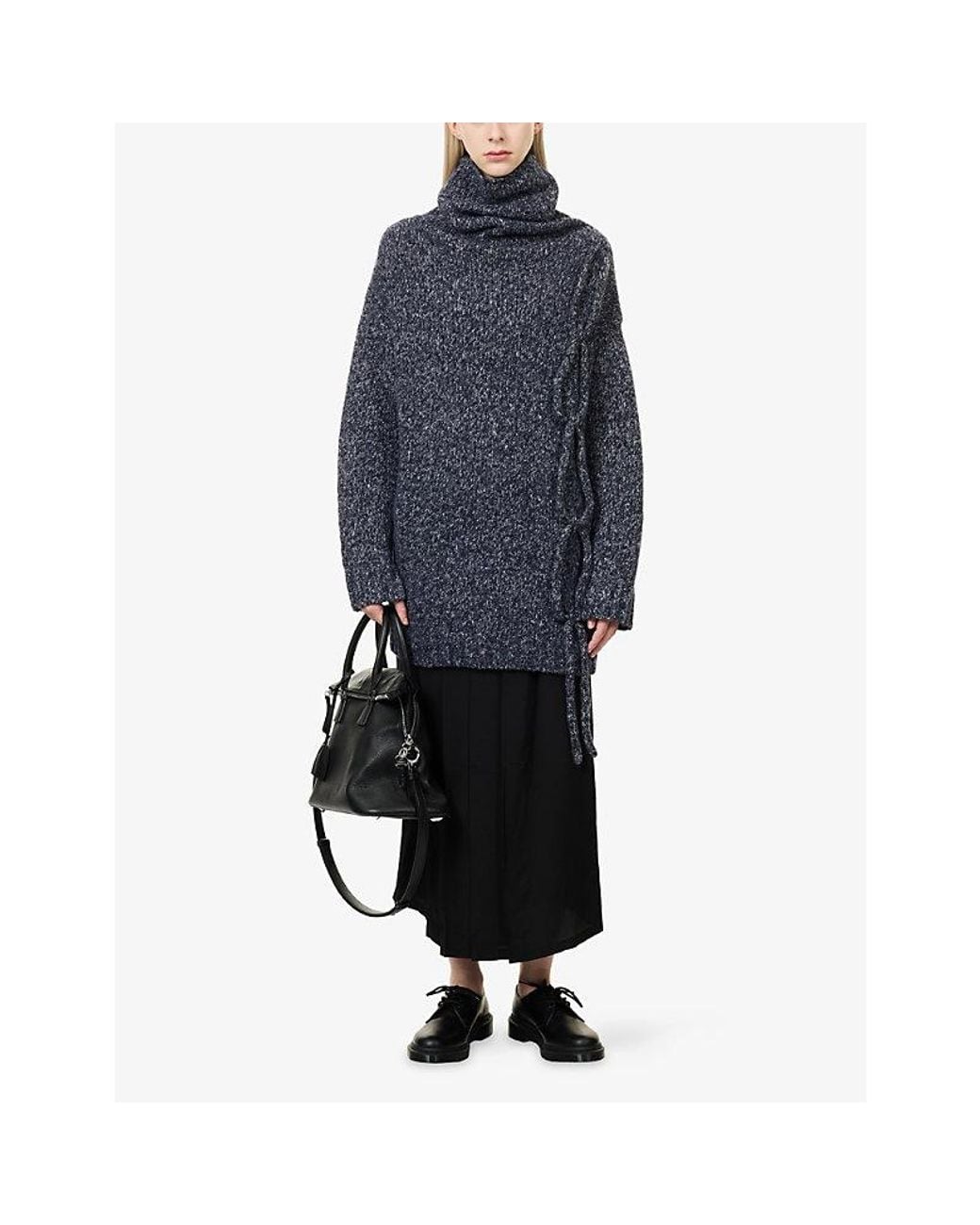Yohji Yamamoto Blue String High-Neck Alpaca-Blend Jumper