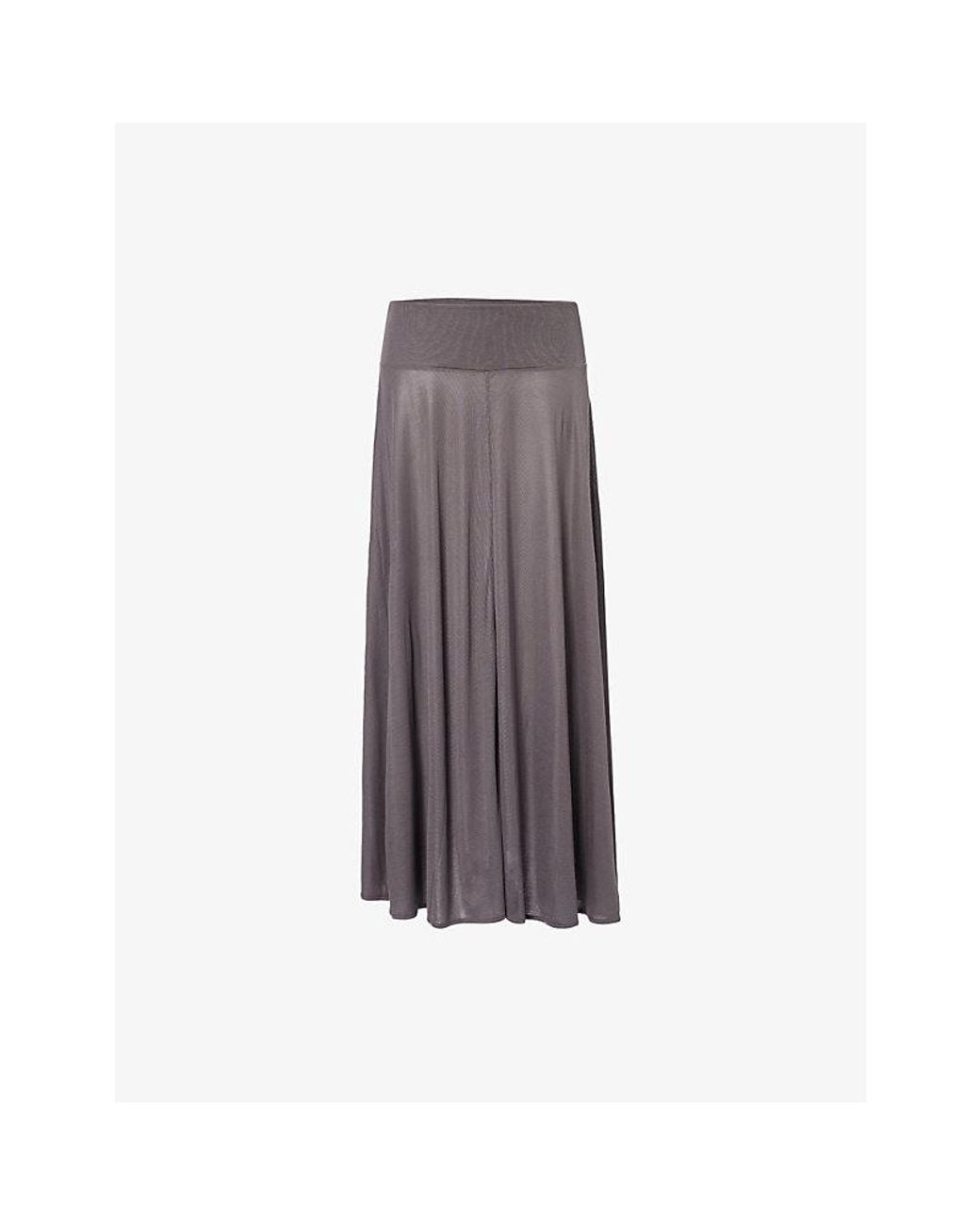 St. Agni Brown Gathered-Pleat Low-Waist Jersey Maxi Skirt