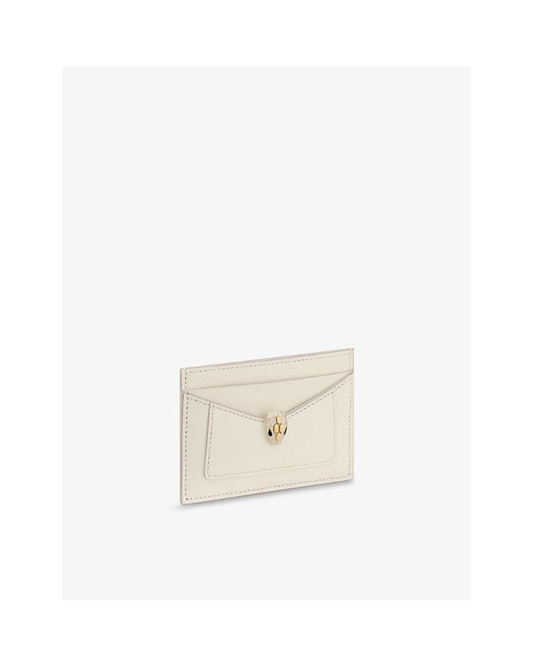 BVLGARI White Serpenti Forever Embellished Leather Card Holder