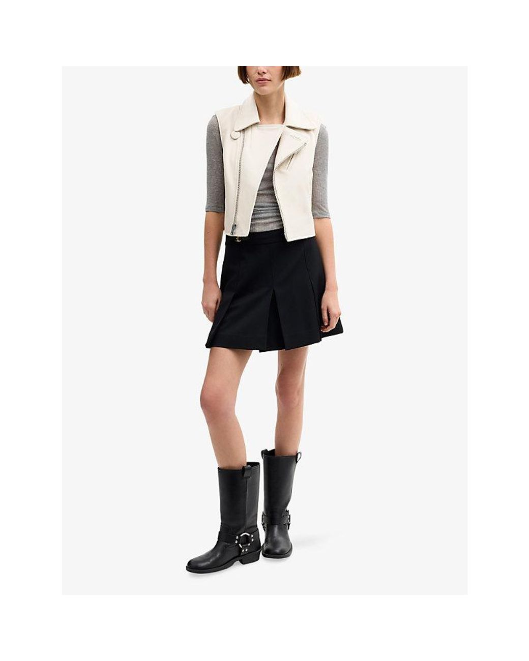 COACH Natural Leather Moto Biker Leather Vest