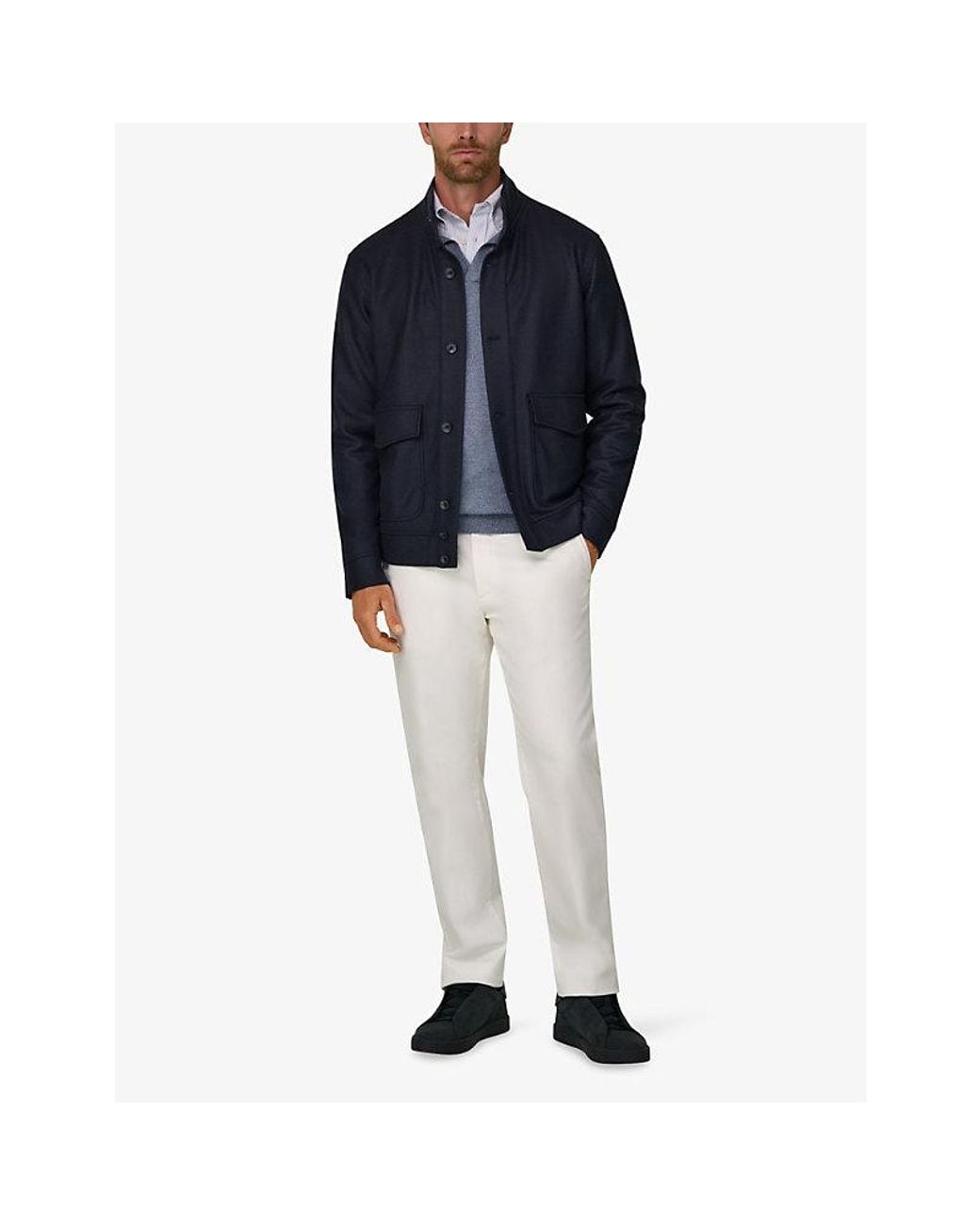 Boggi Blue Flap-Pocket Regular-Fit Wool Jacket for men