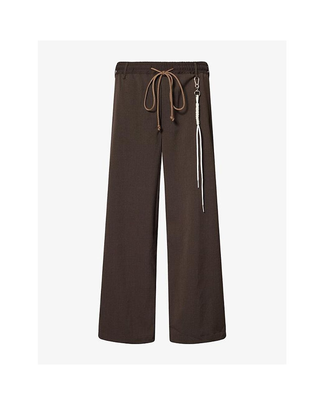 Song For The Mute Brown Wide-Leg Relaxed-Fit Woven Trousers for men