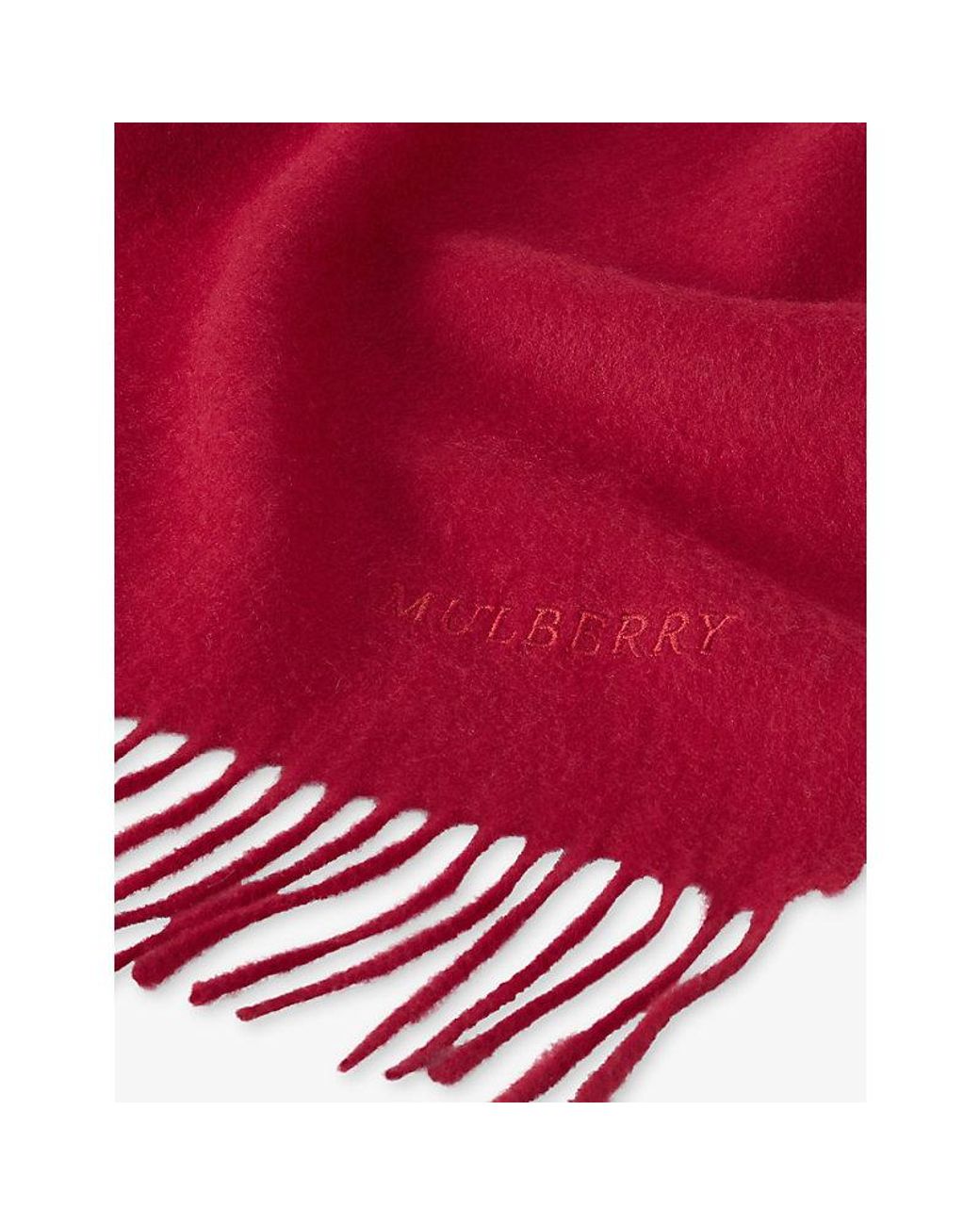 Mulberry Solid Logo-Embroidered Merino-Wool Scarf