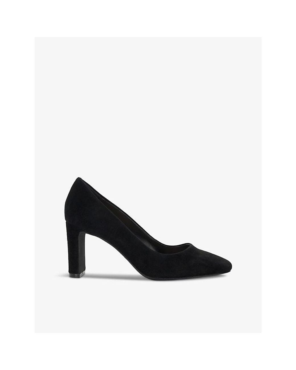 Dune Black Arriving Closed-Toe Suede Heeled Courts