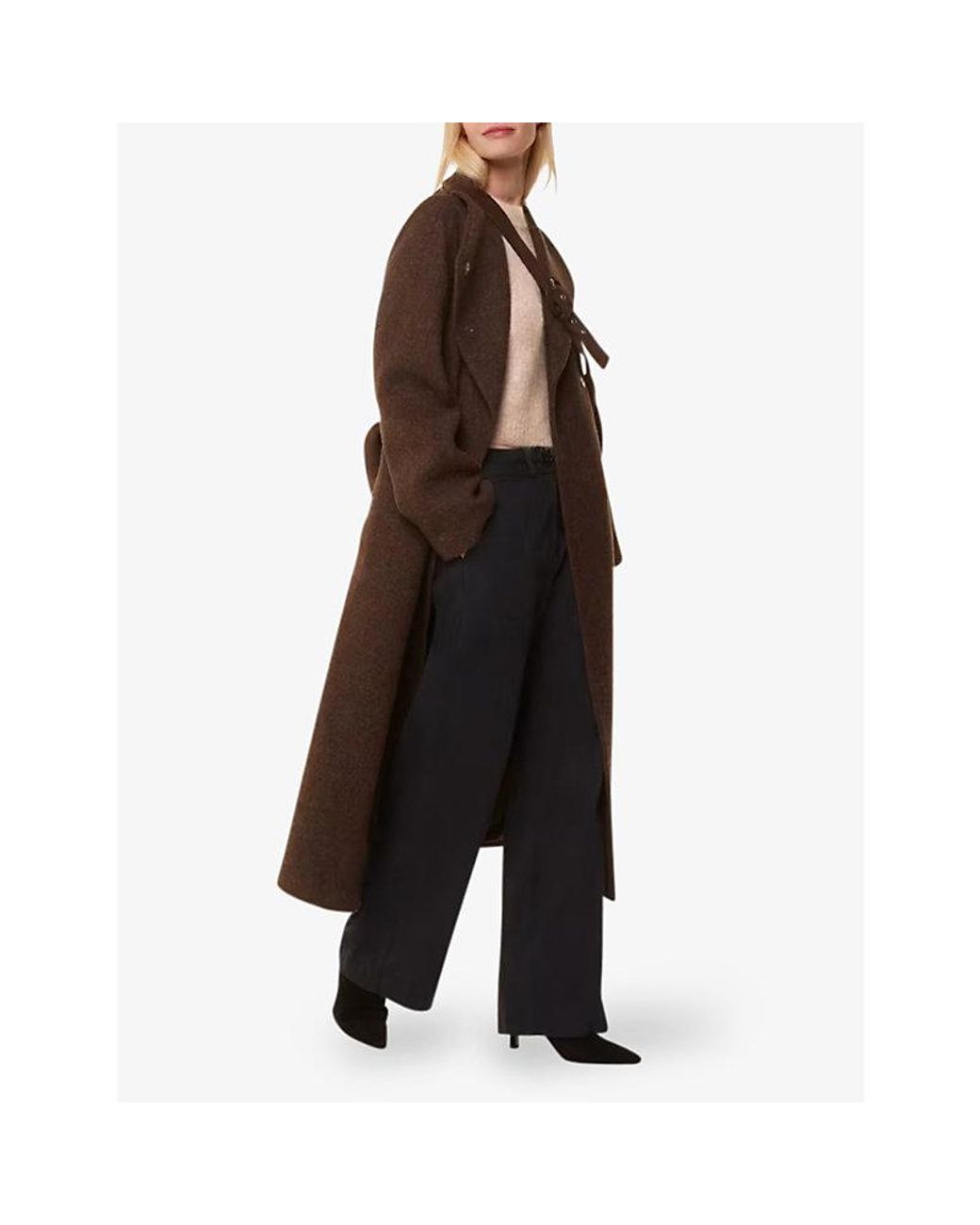 Whistles Natural Round-Neck Fluffy-Texture Knitted Jumper