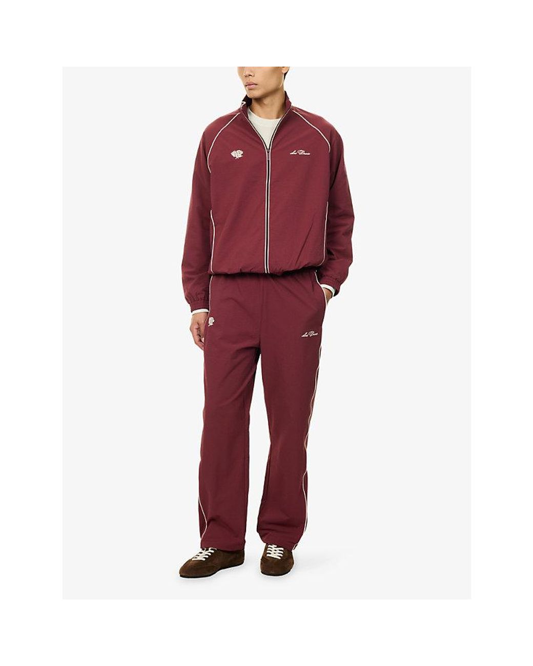 Les Deux Red Crinkled Seersucker Woven Truck Jacket for men