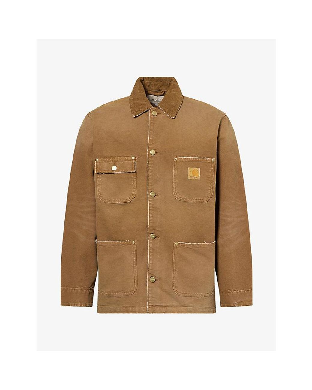 Carhartt Brown Chore Brand-Patch Cotton-Canvas Jacket for men