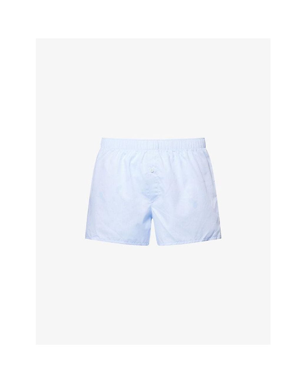 Hanro Blue Fancy Relaxed-Fit Cotton Boxer Shorts for men