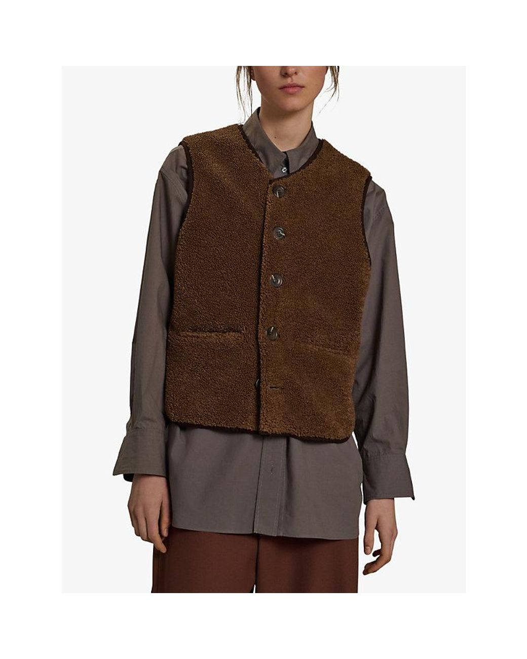 Soeur Brown Fusil Teddy-Textured Faux-Fur Gilet