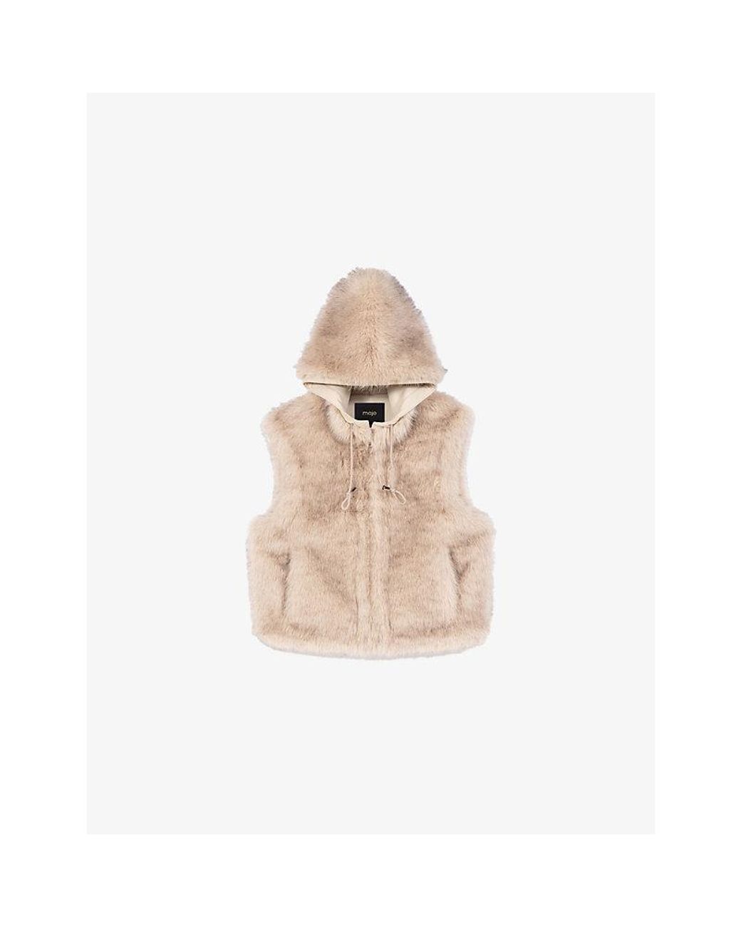 Maje Natural Hooded Zip-Up Faux-Fur Gilet