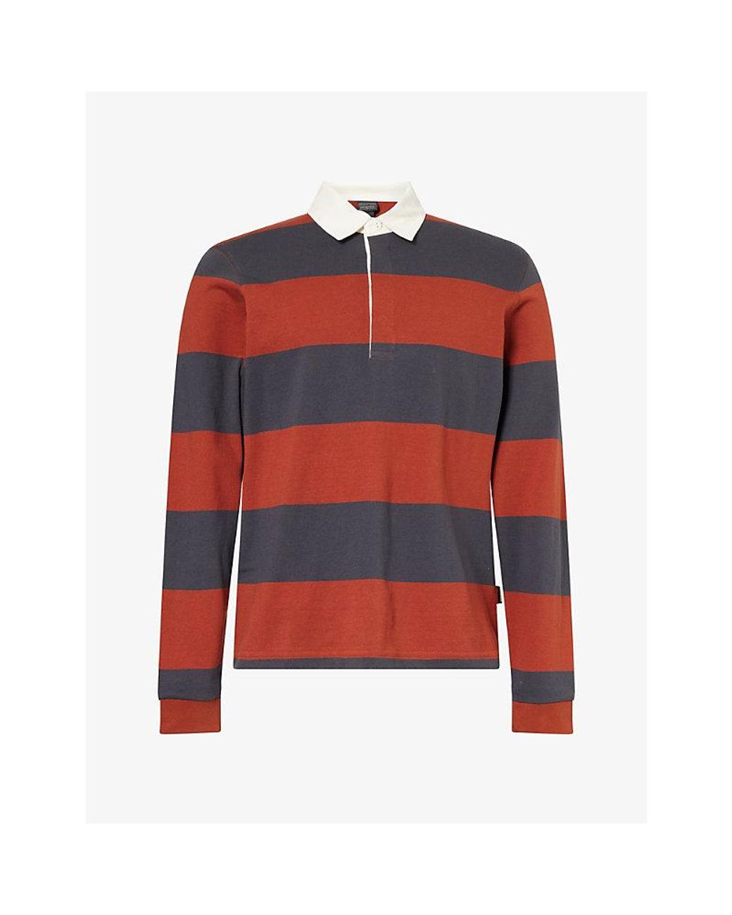 Patagonia Red Striped Long-Sleeve Cotton Polo Shirt for men