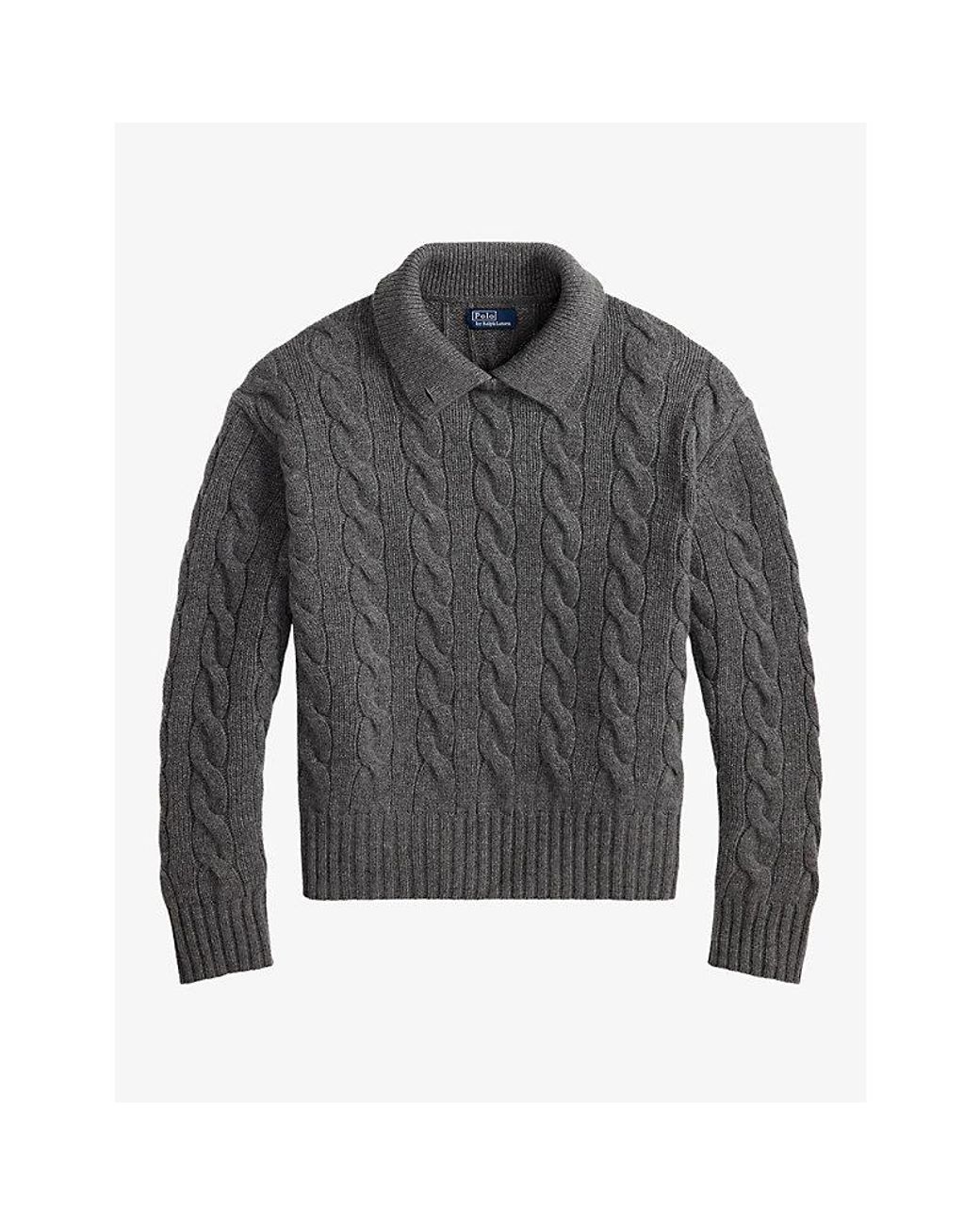 Polo Ralph Lauren Gray Logo-Embroidered Knitted Jumper