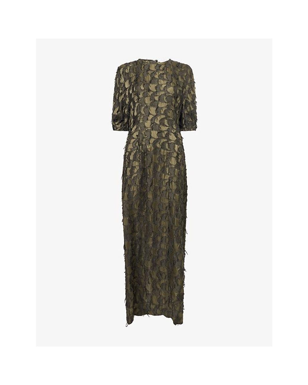Gabriela Hearst Green Coretta Fil Coupé Silk-Wool Maxi Dress