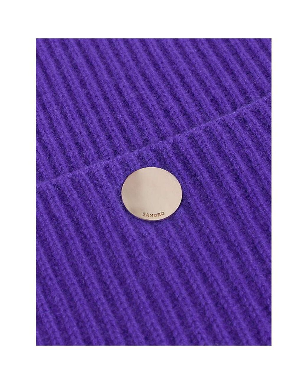 Sandro Purple Ribbed Wool And Cashmere Scarf