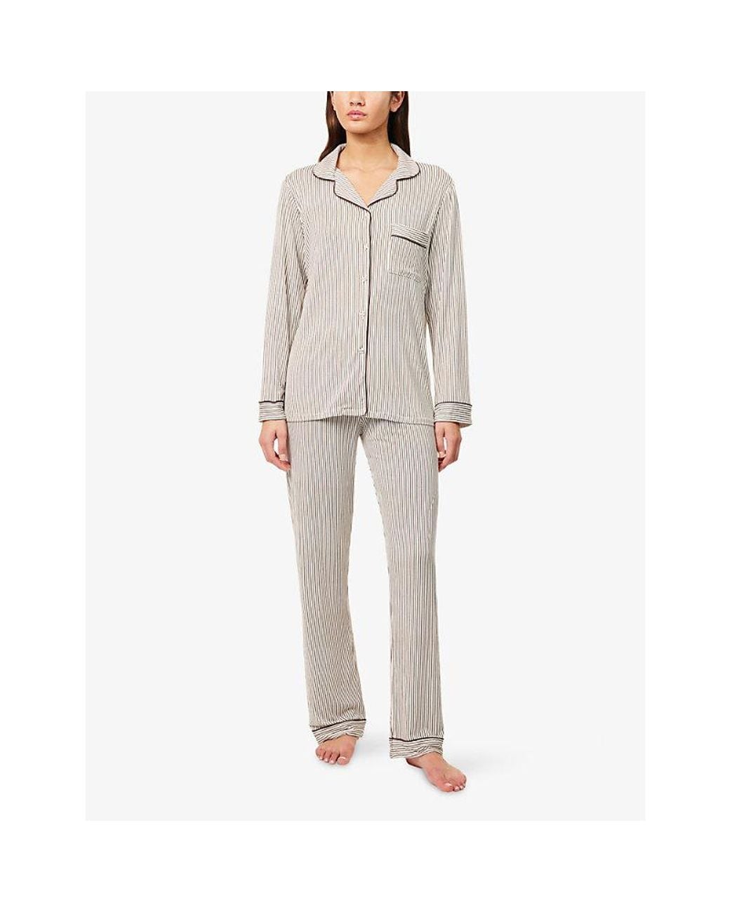 THE NAP CO Natural Satin Striped Stretch-Modal Pyjamas