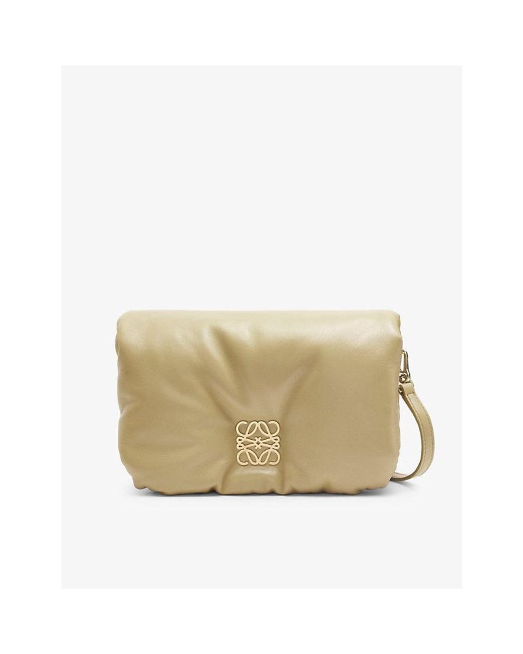 Loewe Puffer Goya Mini Leather Shoulder Bag in Natural