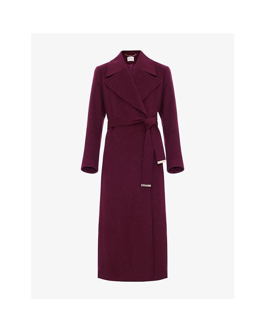 Phase Eight Purple Nicoletta Belted-Waist Wool-Blend Coat