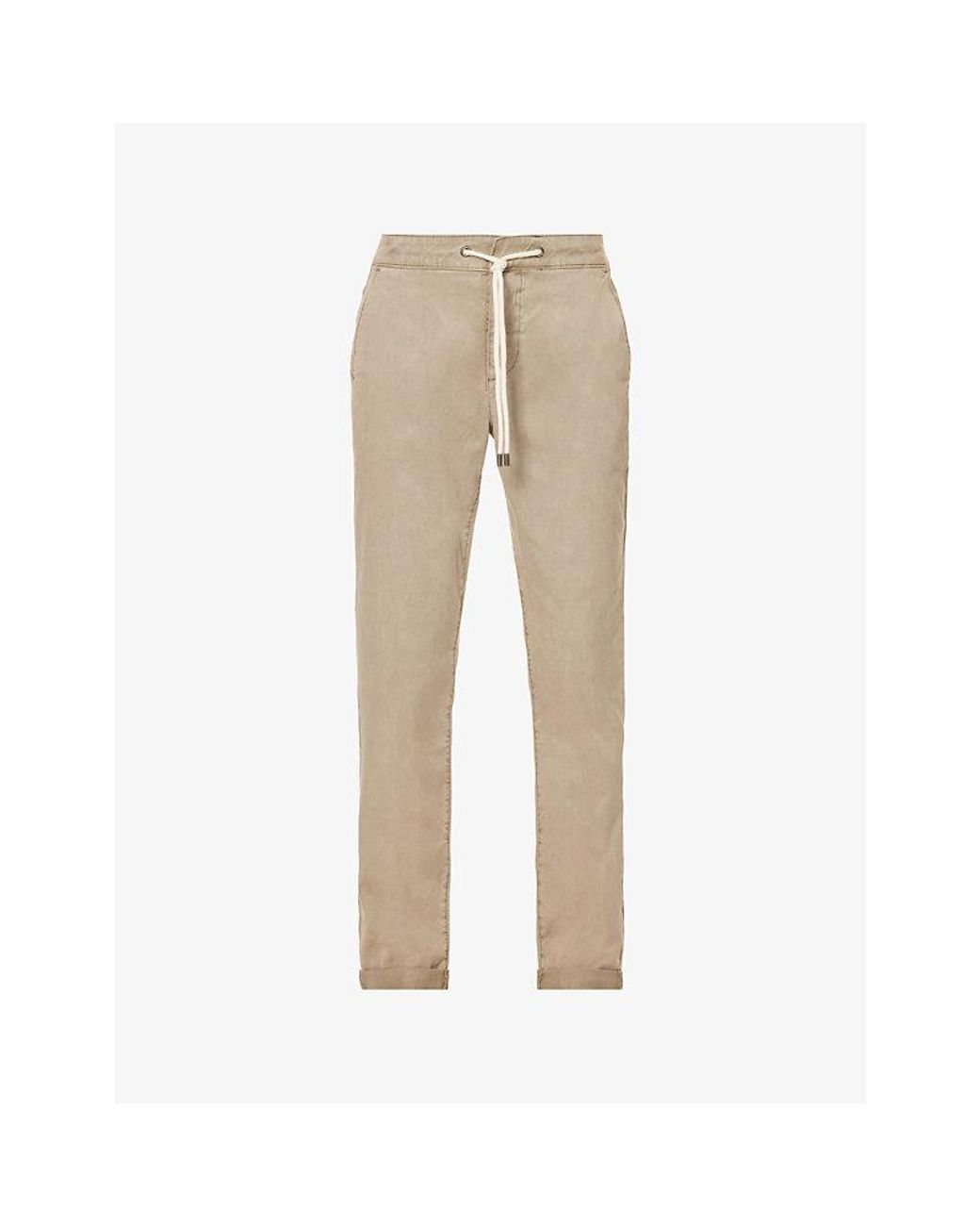 PAIGE Natural Fraser Drawstring-Waistband X-Leg Slim-Fit Stretch-Woven Trousers for men