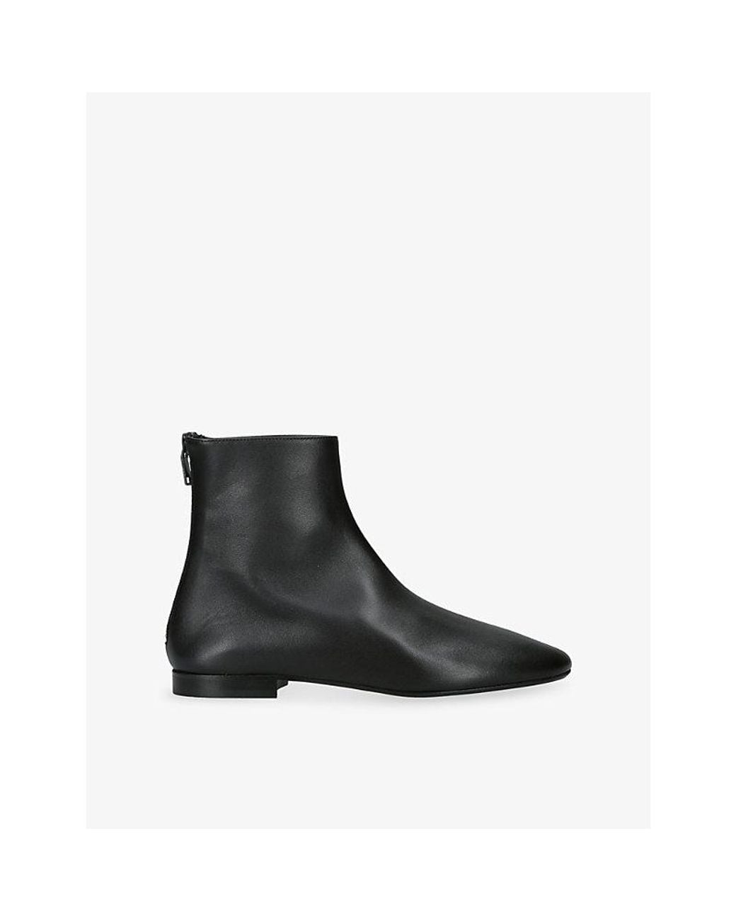 Totême Black Contour Leather Ankle Boots