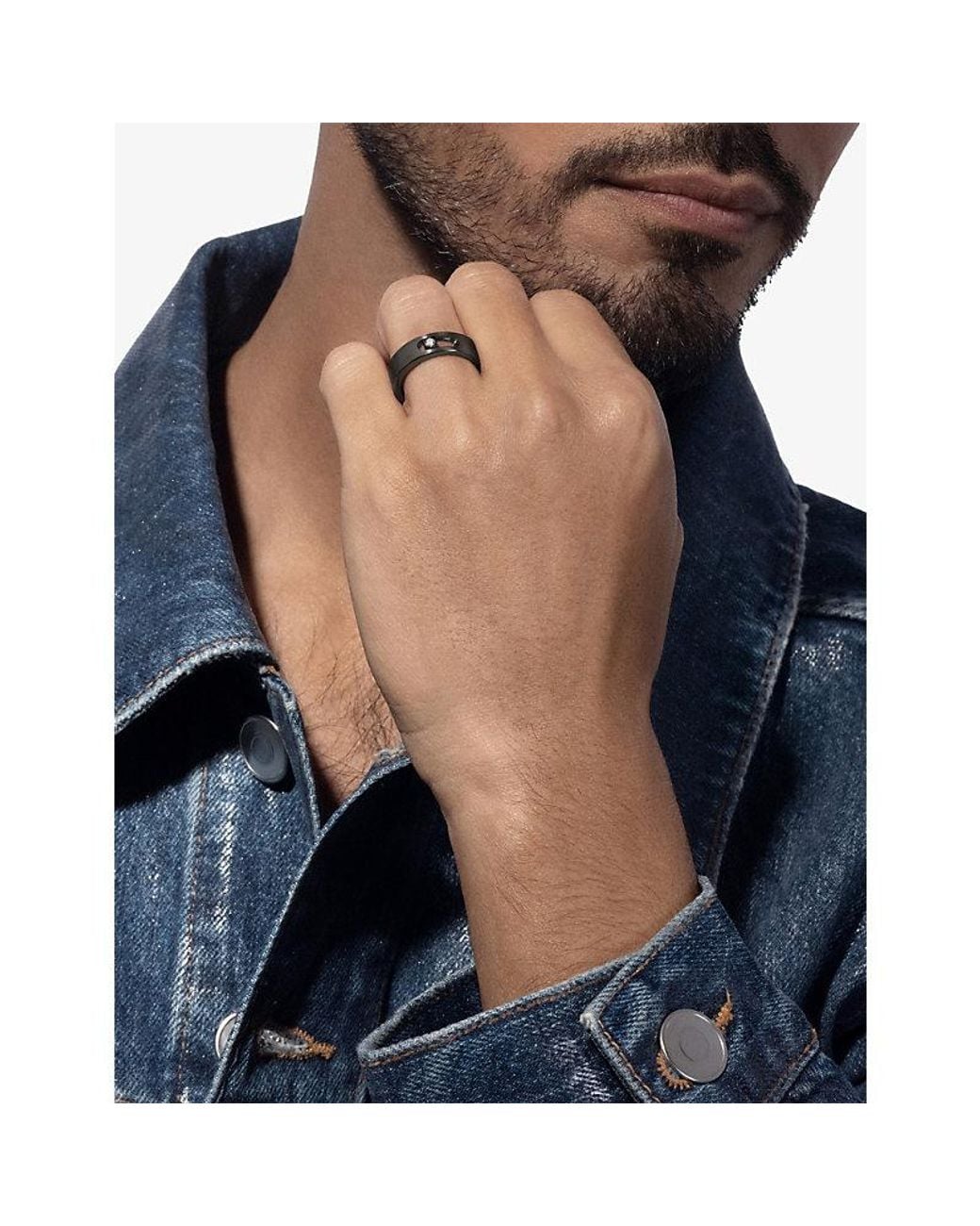 Messika White Move Small Graphite Titanium And 0.05Ct Diamond Ring for men