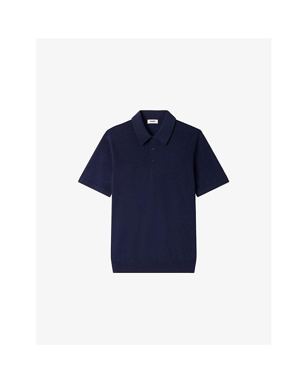 Sandro Blue Classic-Fit Cotton And Silk-Blend Polo for men