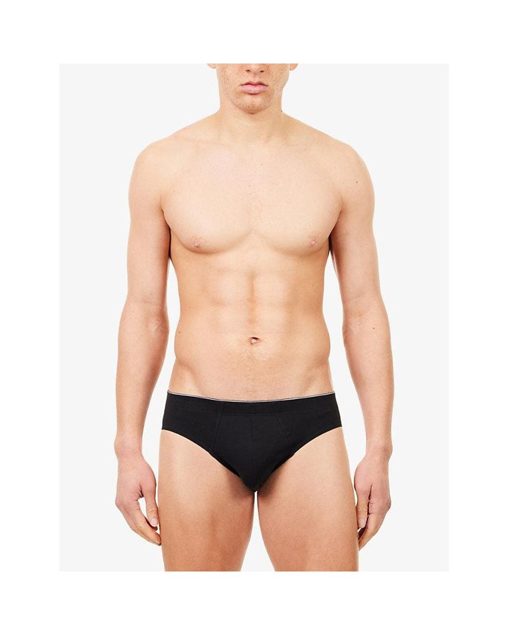Hanro Black Basic Slim-Fit Cotton Briefs Xxl for men