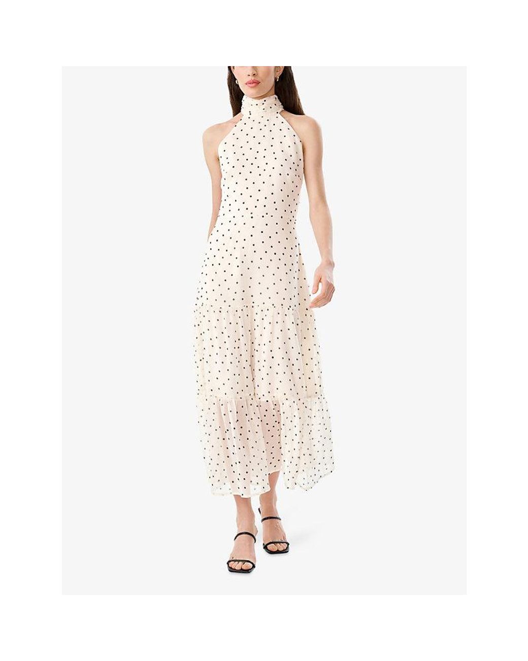 OMNES White Romeo Polka-Dot Chiffon Maxi Dress