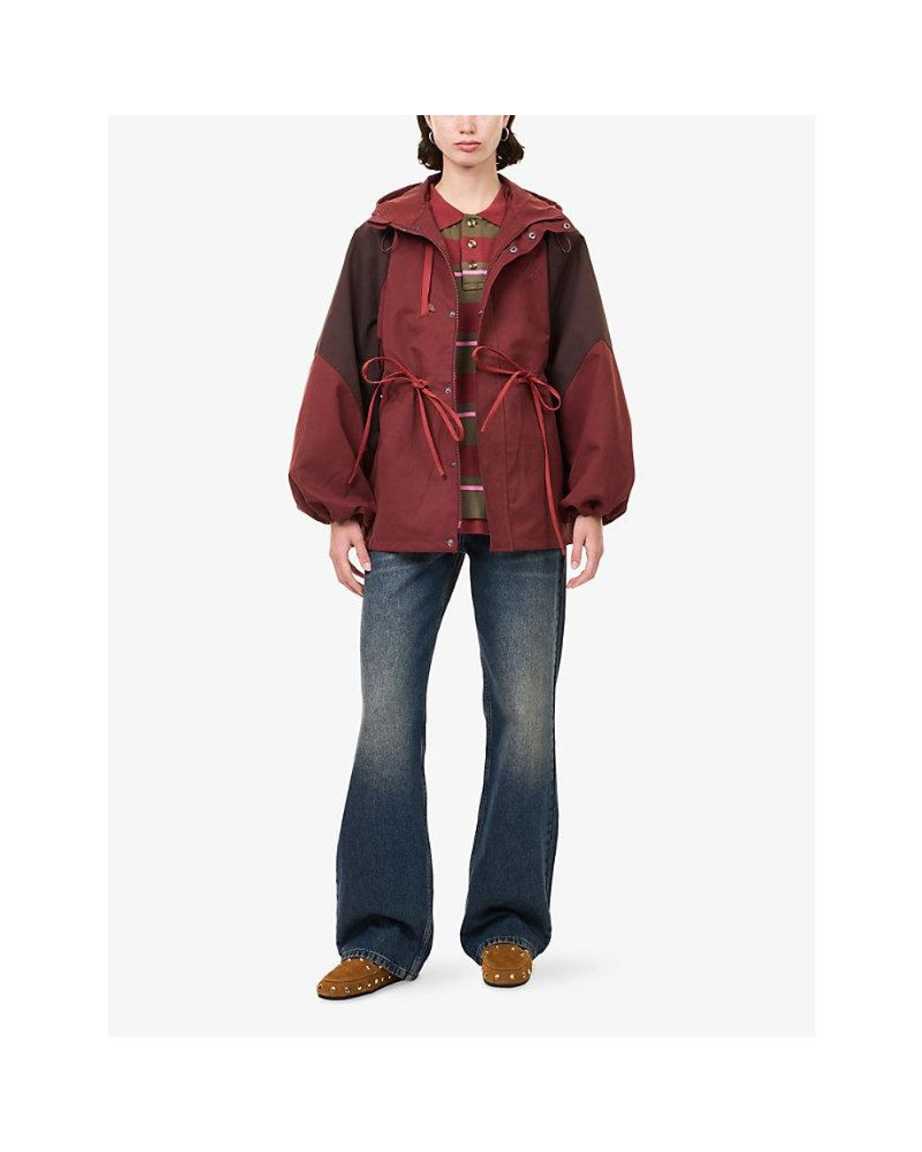 Damson Madder Red Liu Showerproof Woven Raincoat