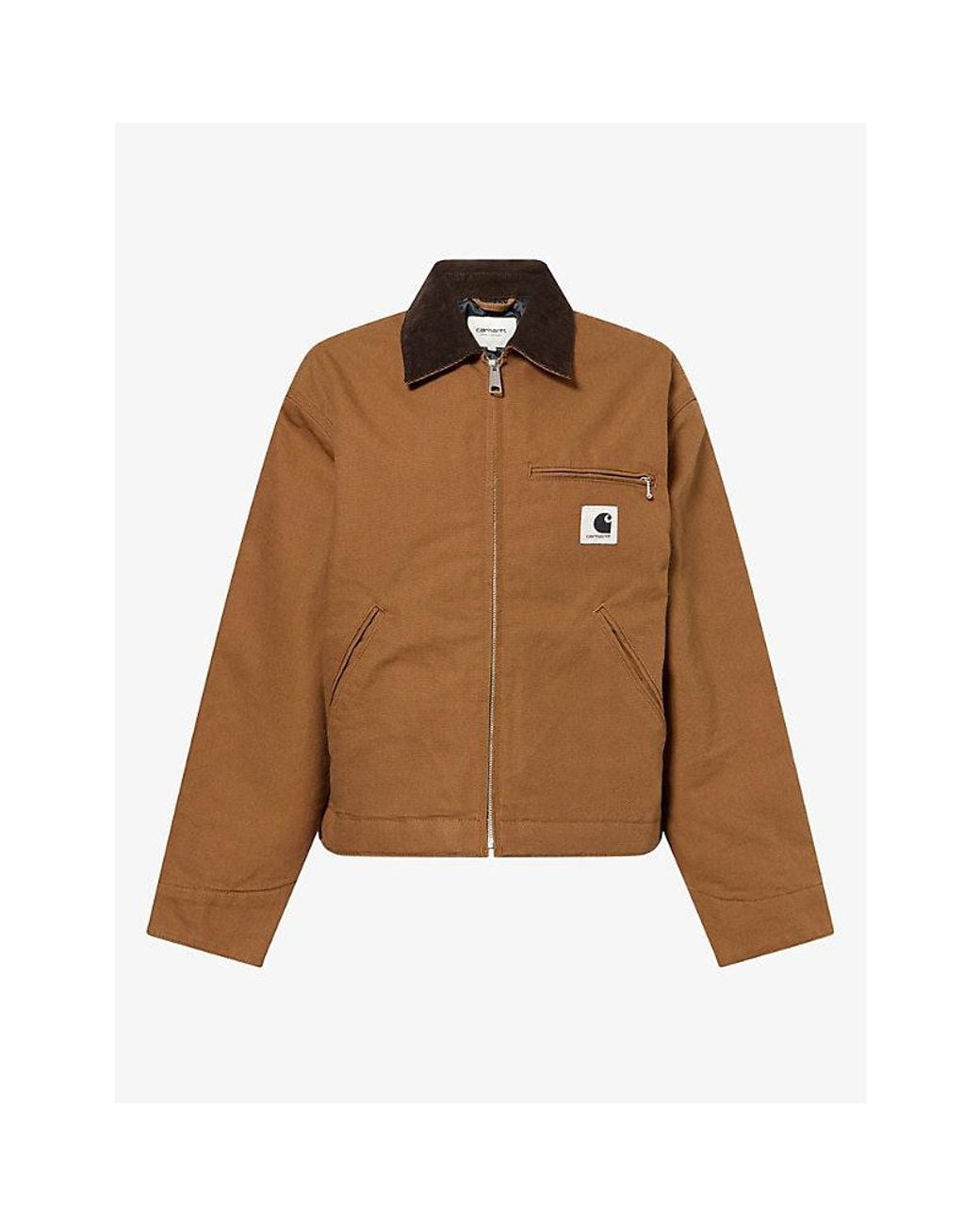 Carhartt Brown Og Detroit Brand-Logo Cotton Jacket