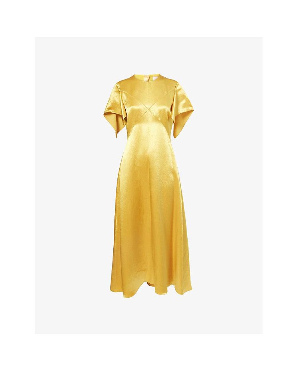 Roksanda Yellow Sola Hammered Satin Midi Dress