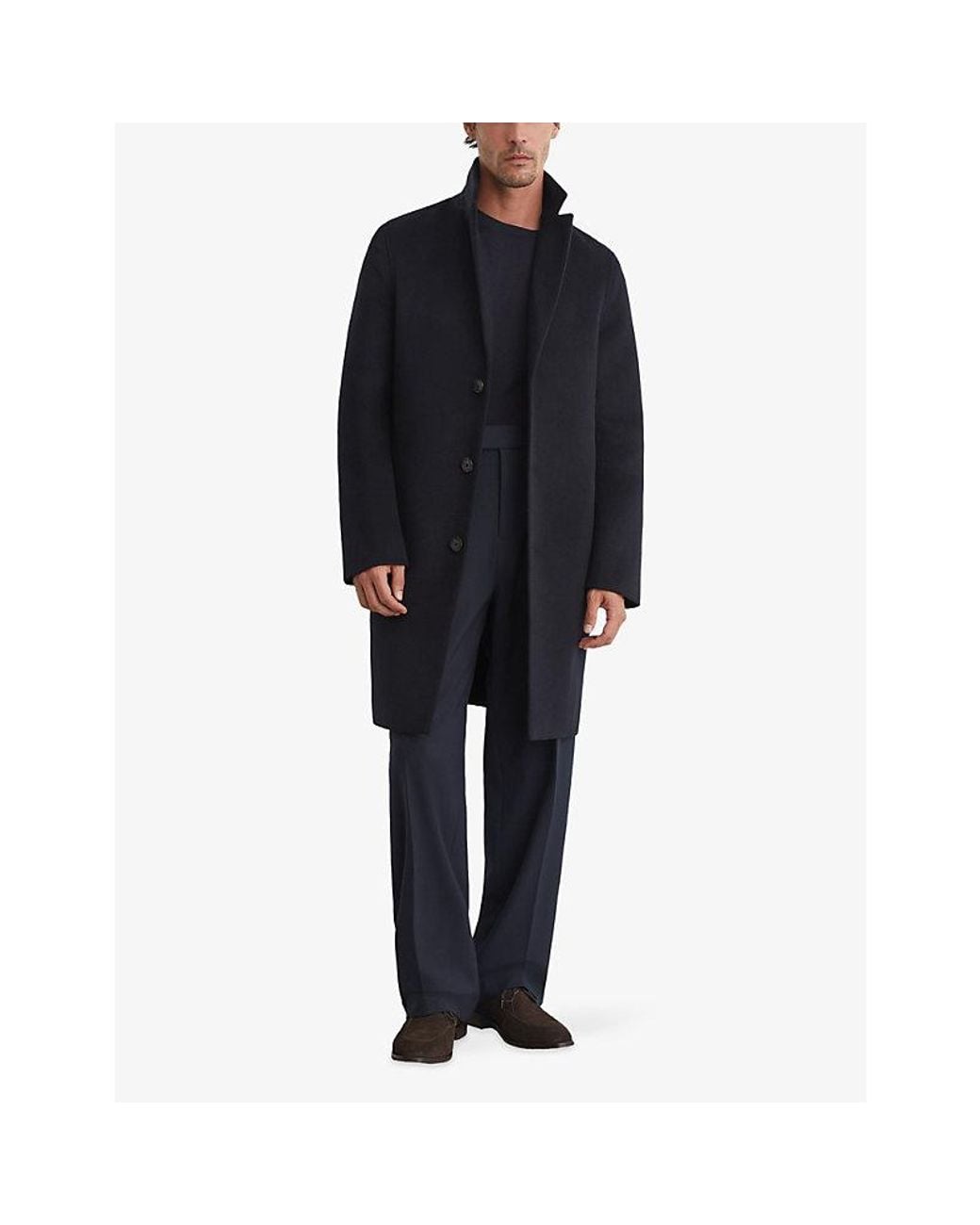Reiss Blue Knight Single-Breasted Wool-Blend Coat for men
