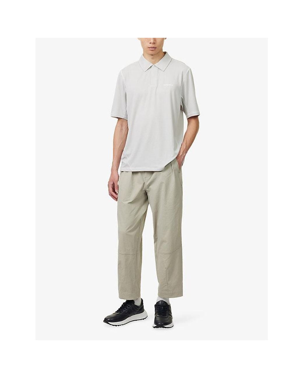 Manors White Outsider Short-Sleeved Woven Polo Shirt for men