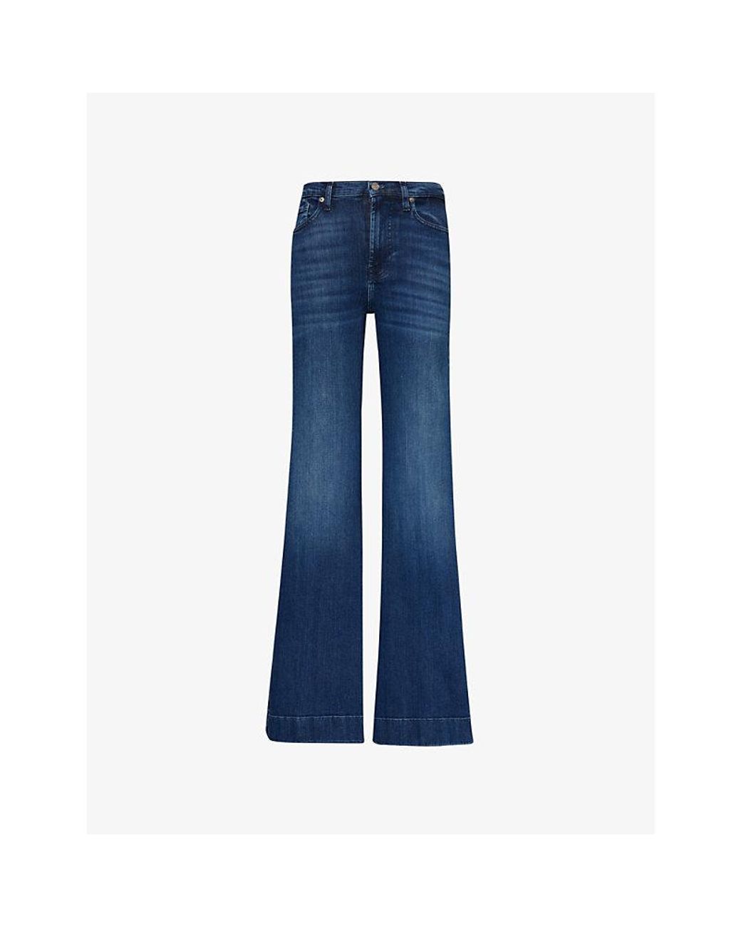 7 For All Mankind Blue Modern Dojo Flared-Leg High-Rise Denim-Blend Jeans