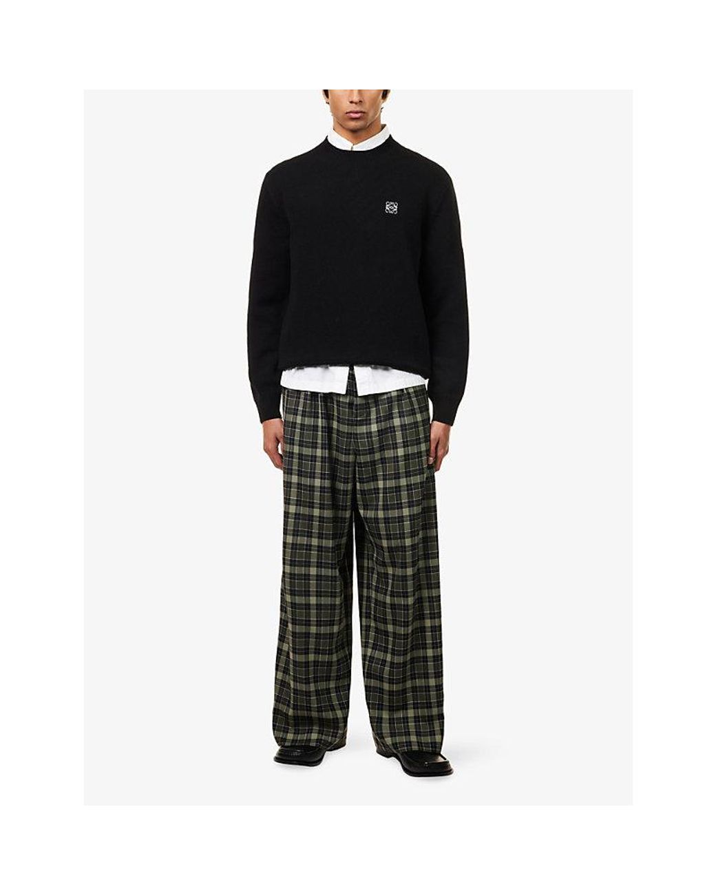 Loewe Black Anagram-Embroidery Crewneck Wool Jumper for men