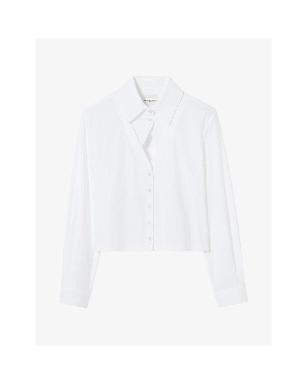 Claudie Pierlot White Long-Sleeved Cut-Out Cotton-Poplin Shirt