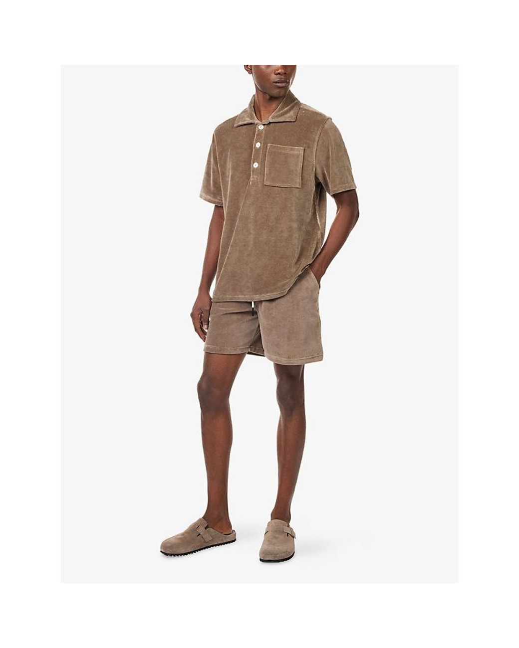 Oas Natural Cotton-Blend Velour Shorts for men