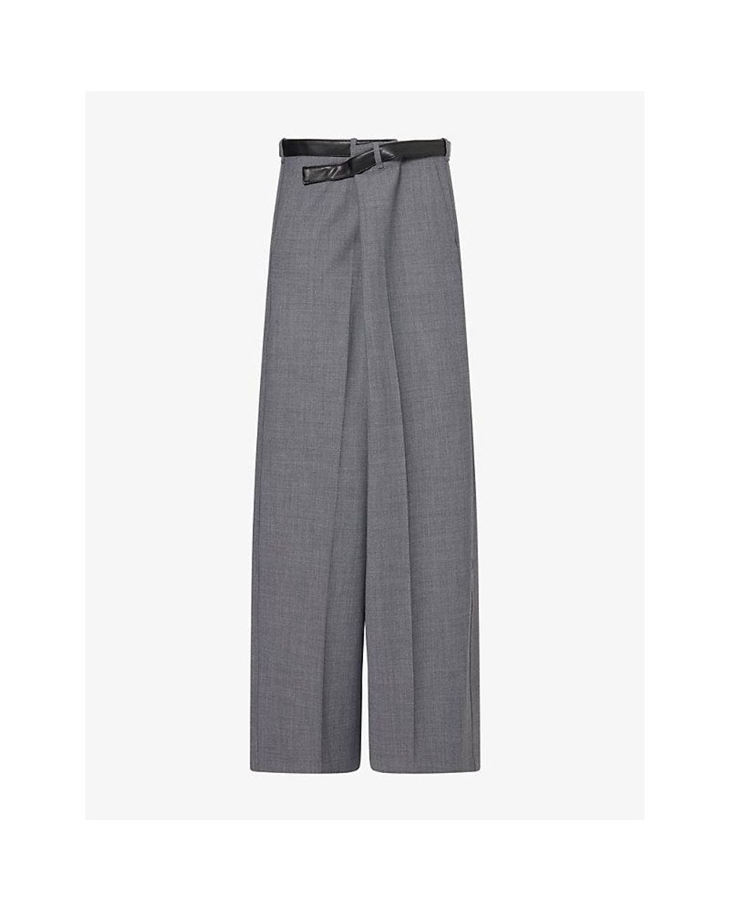 DARKPARK Gray Gaia Wide-Leg Wool Blend Trousers