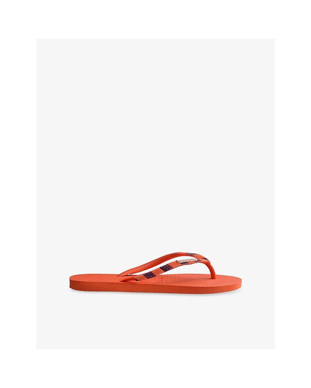 Havaianas Red Slim Glow Embellished Rubber Flip-Flops