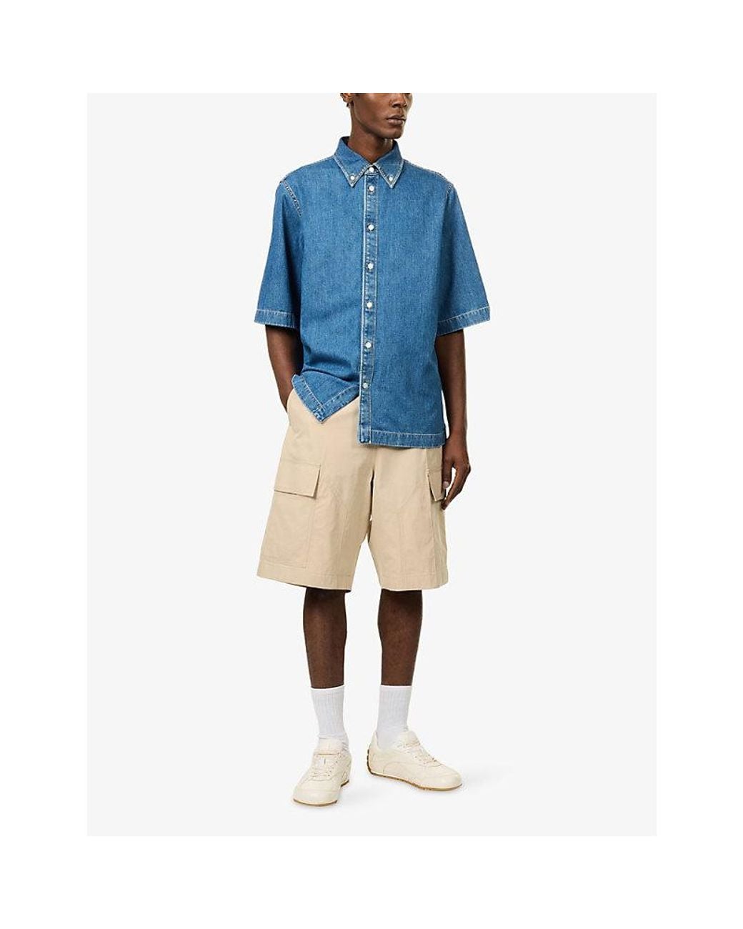 Bottega Veneta Natural Flap-Pocket Cotton Shorts for men