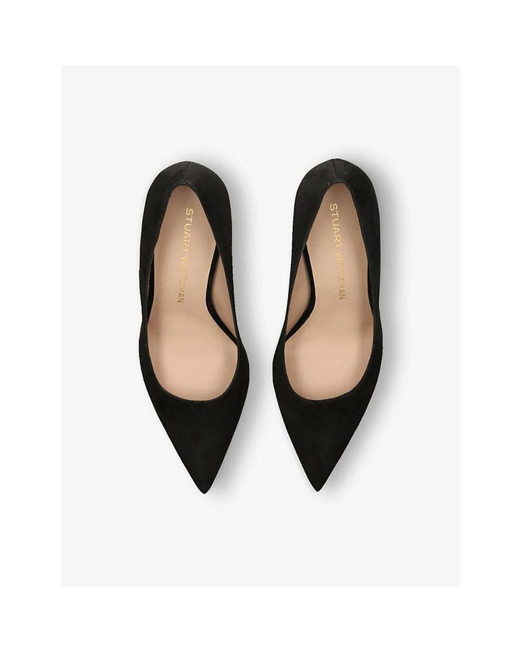 Stuart Weitzman Black Stuart Power 85 Pointed-Toe Suede Pumps